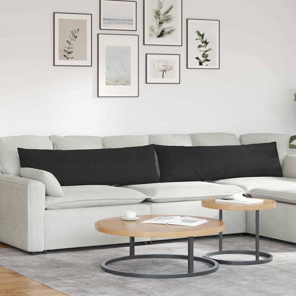 vidaXL Coussins de canapé 2 pcs Noir 145 x 40 cm Tissu