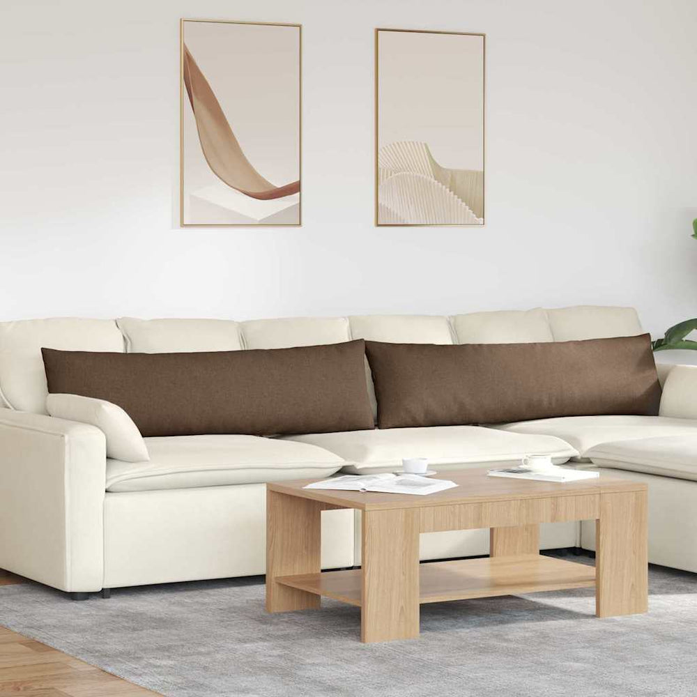 vidaXL Coussins de canapé 2 pcs Marron 145 x 40 cm Tissu