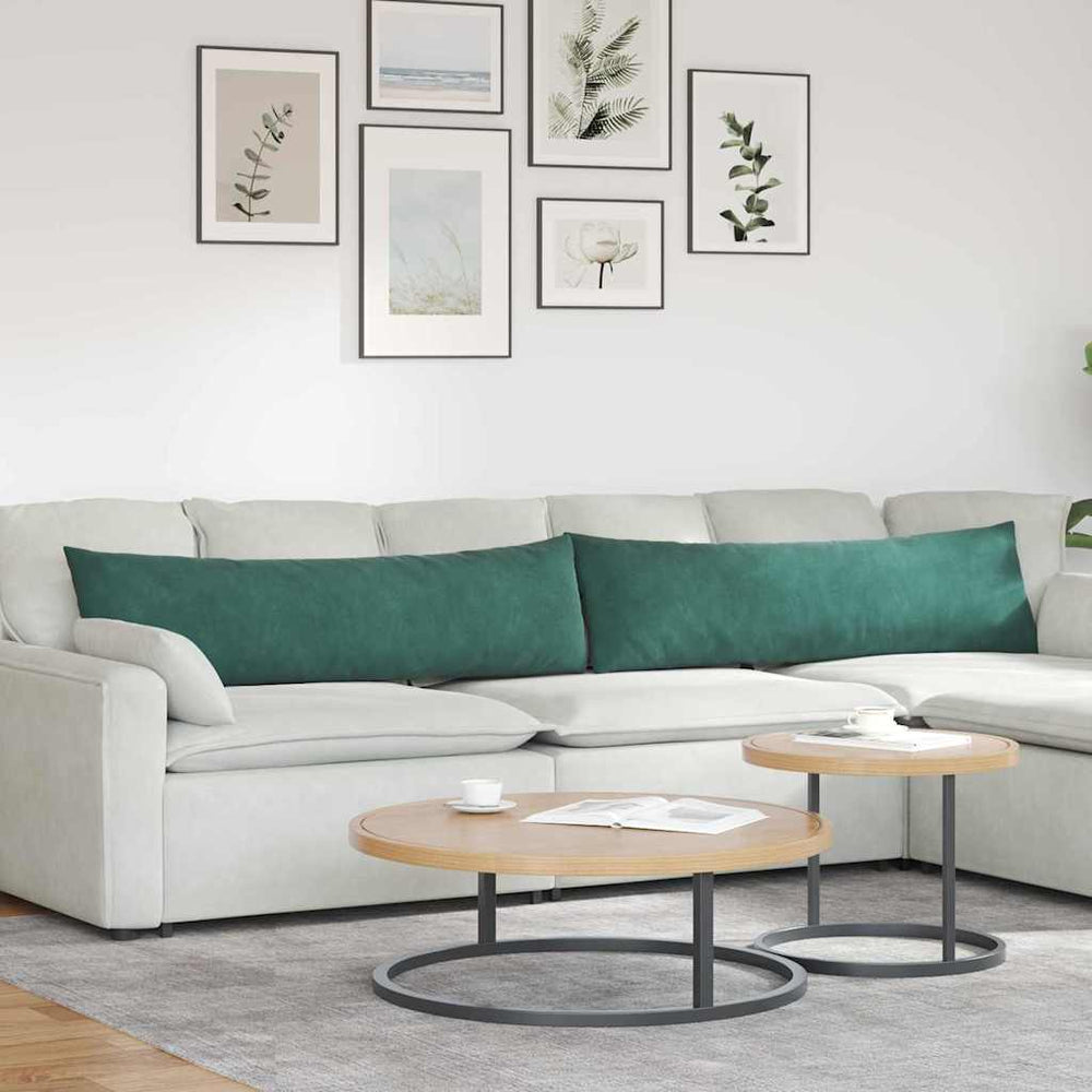 Dunkelgrüne Cord Sofakissen 2er-Set 145x40 cm