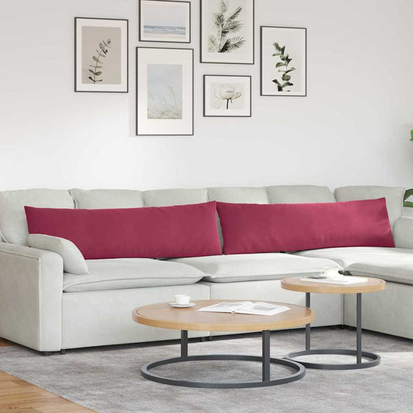 Weinrote Cord Sofakissen, 2er-Set, 145x40 cm