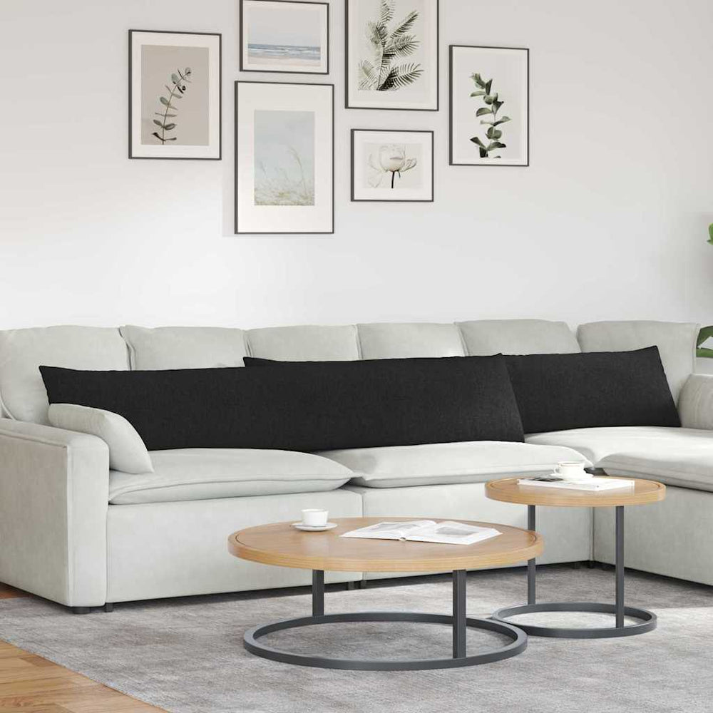 Schwarze Sofakissen, 2er-Set, 200x40 cm