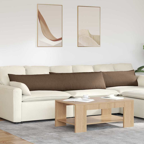 vidaXL Coussins de canapé 2 pcs Marron 200 x 40 cm Tissu