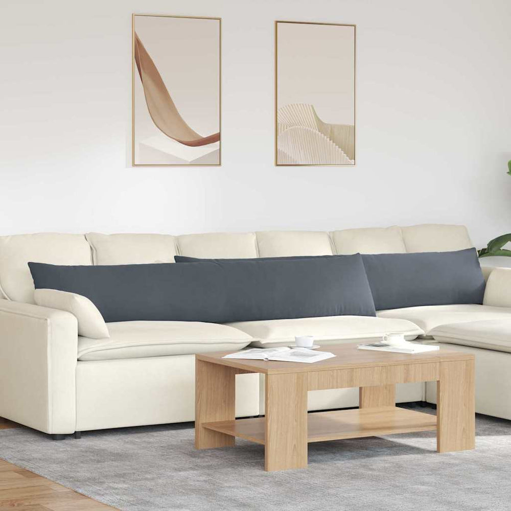 Sofakissen 2er Set Dunkelgrau Cord 200x40 cm