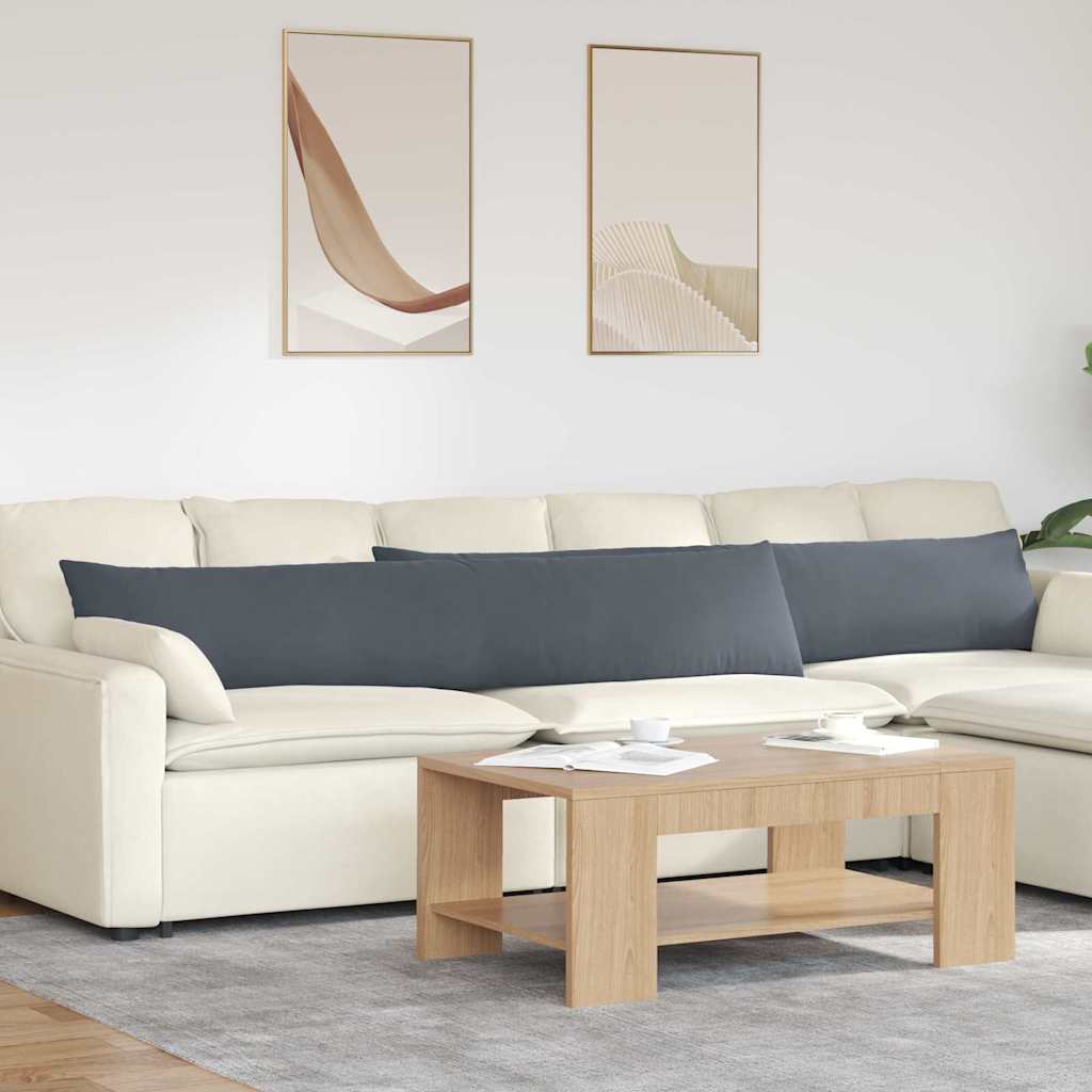 Sofakissen 2er Set Dunkelgrau Cord 200x40 cm