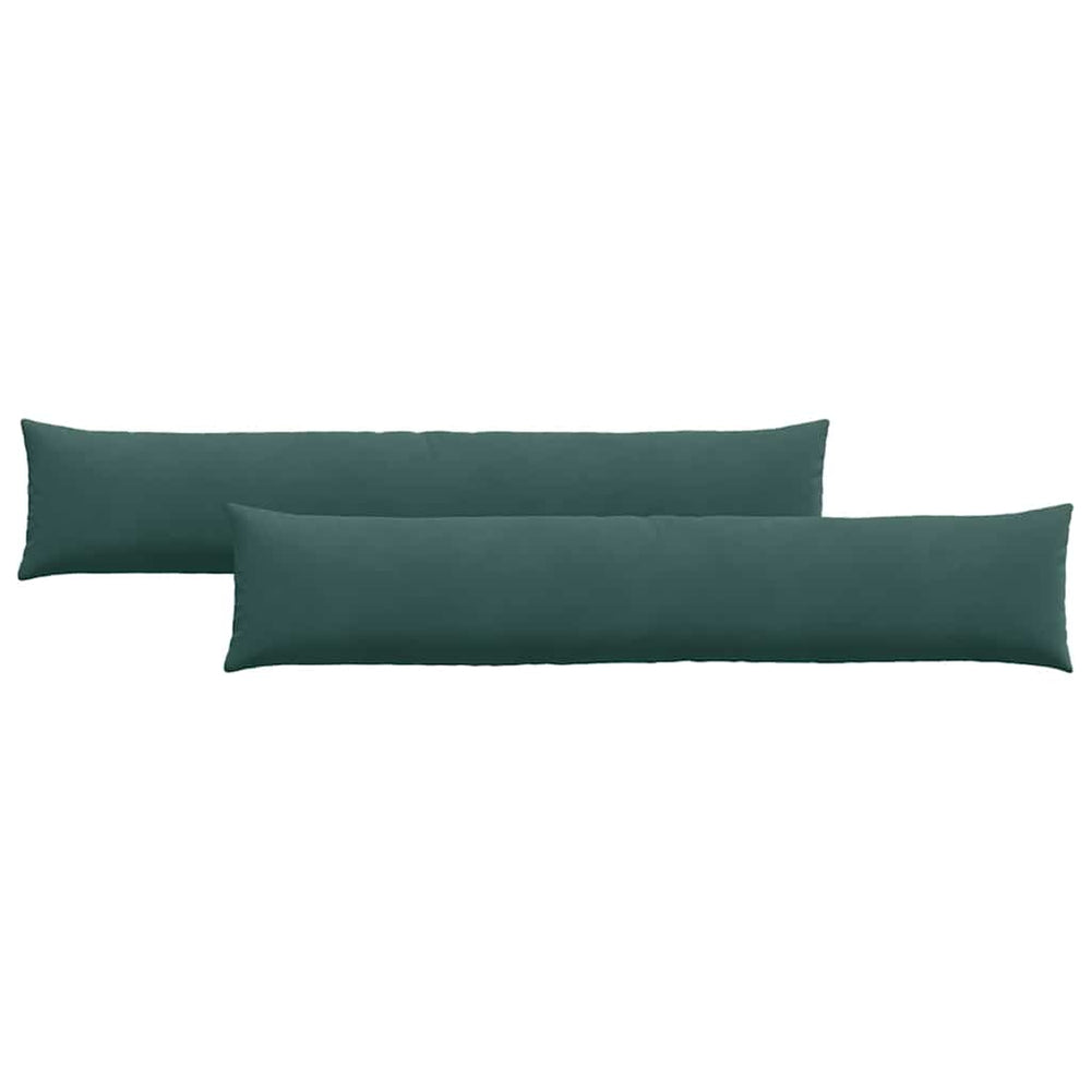vidaXL Coussins de canapé 2 pcs Vert foncé 200 x 40 cm Tissu en velours côtelé