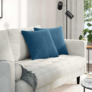 vidaXL Coussins de canapé 2 pcs Bleu 45 x 45 cm Velours côtelé