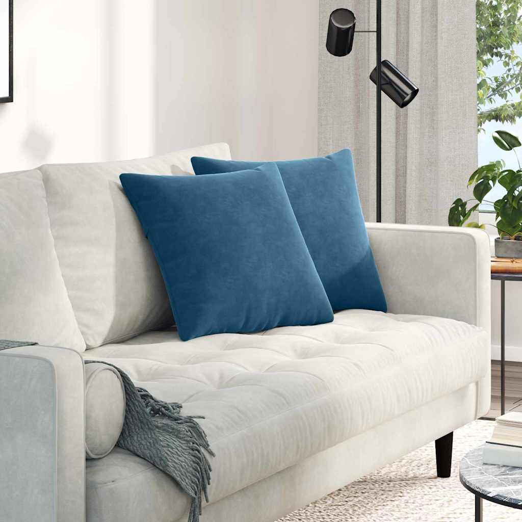 vidaXL Coussins de canapé 2 pcs Bleu 45 x 45 cm Velours côtelé