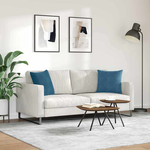 vidaXL Coussins de canapé 2 pcs Bleu 45 x 45 cm Velours côtelé