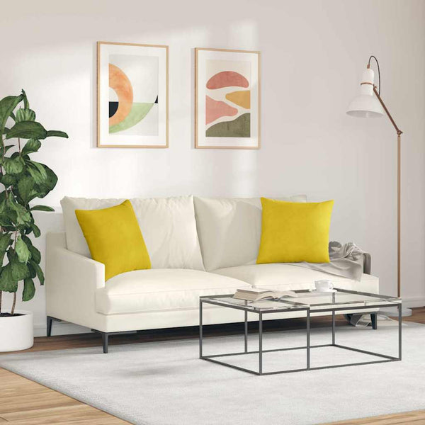Gelbe Cord Sofakissen 45x45 cm - 2er Set