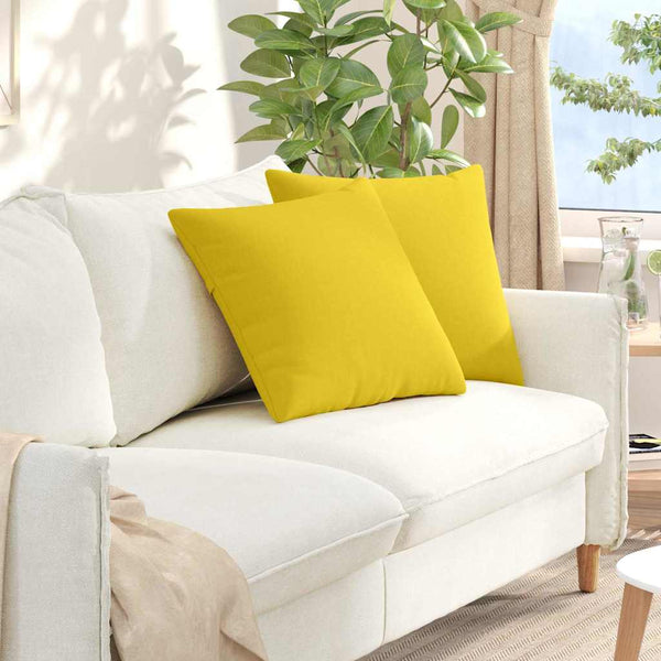 vidaXL Coussins de canapé 2 pcs Jaune clair 50 x 50 cm Tissu