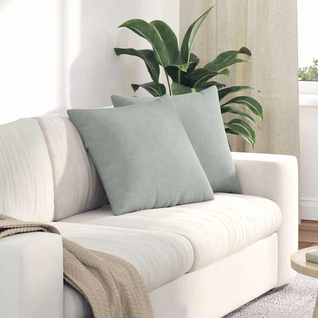 vidaXL Coussins de canapé 2 pcs Gris clair 50 x 50 cm Tissu côtelé