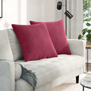 Weinrote Cord Sofakissen 60x60 cm, 2er Set
