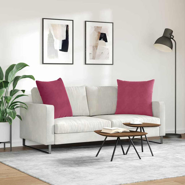 Weinrote Cord Sofakissen 60x60 cm, 2er Set