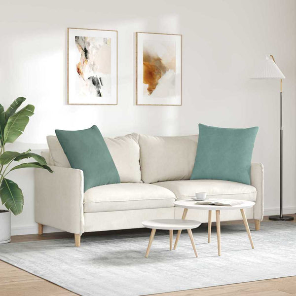 2er Set Sofakissen Cord Meergrün 60x60 cm