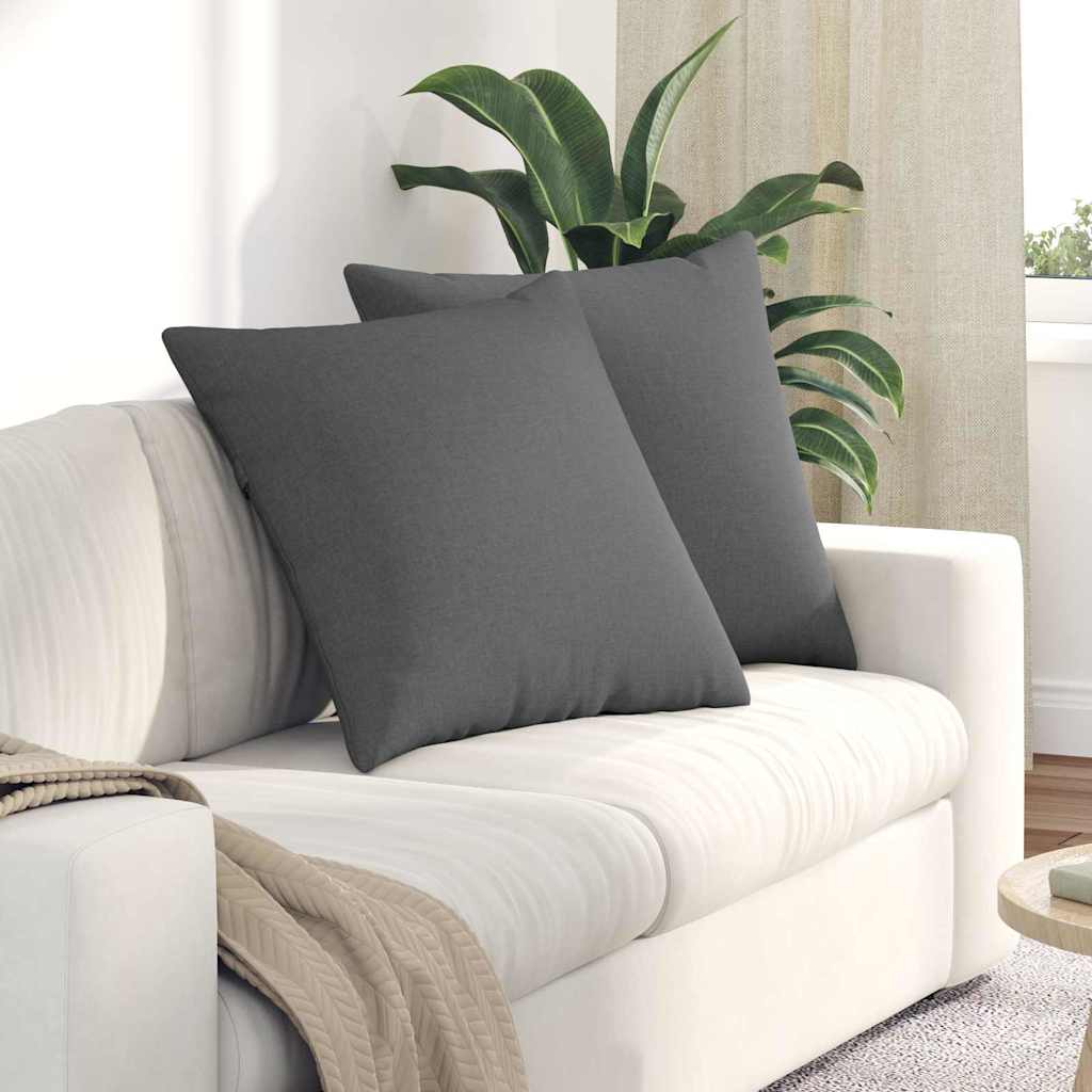 vidaXL Coussins de canapé 2 pcs Gris foncé 80 x 80 cm Tissu