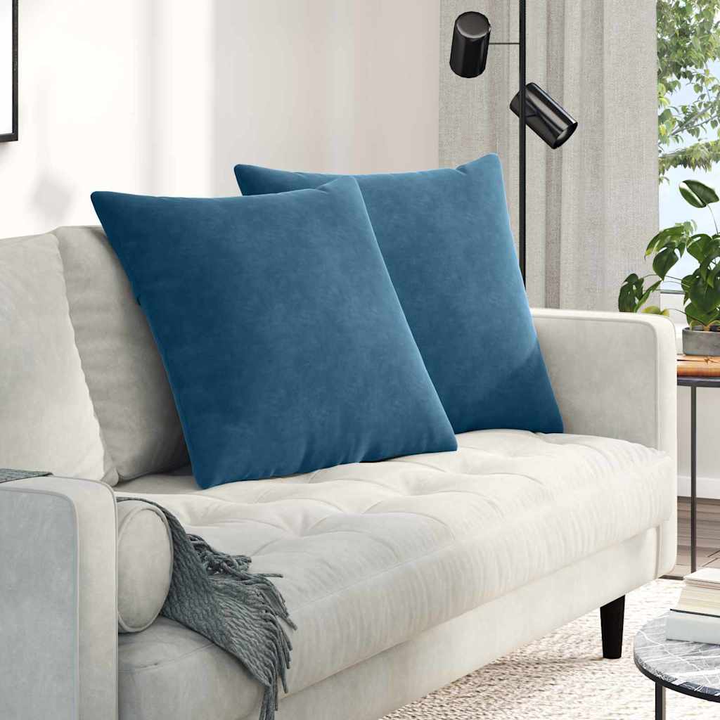 Sofakissen 80x80 cm Cordstoff Blau 2er-Set