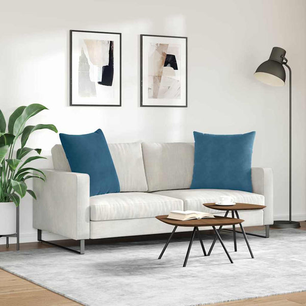 Sofakissen 80x80 cm Cordstoff Blau 2er-Set