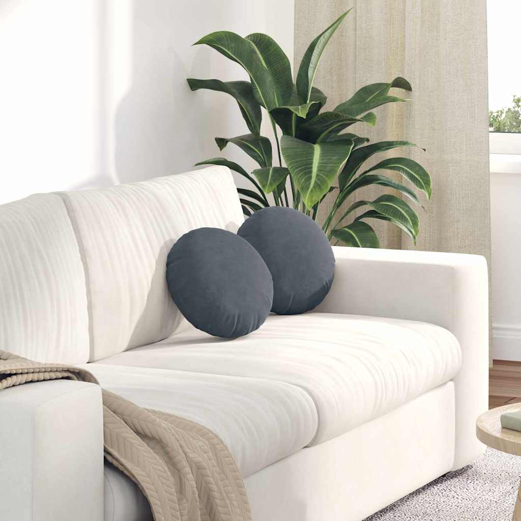 Samt Sitzkissen Dunkelgrau 2er Set Ø30cm