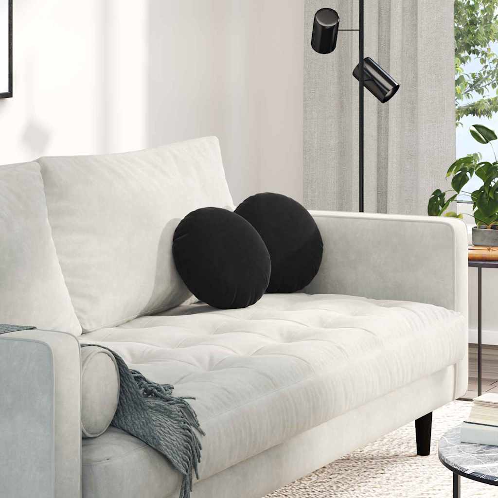 Samt Sitzkissen Schwarz 2er Set Ø30cm