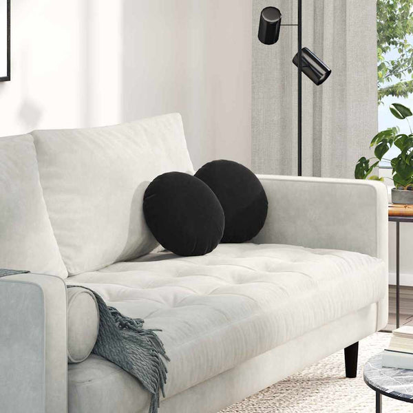 Samt Sitzkissen Schwarz 2er Set Ø30cm