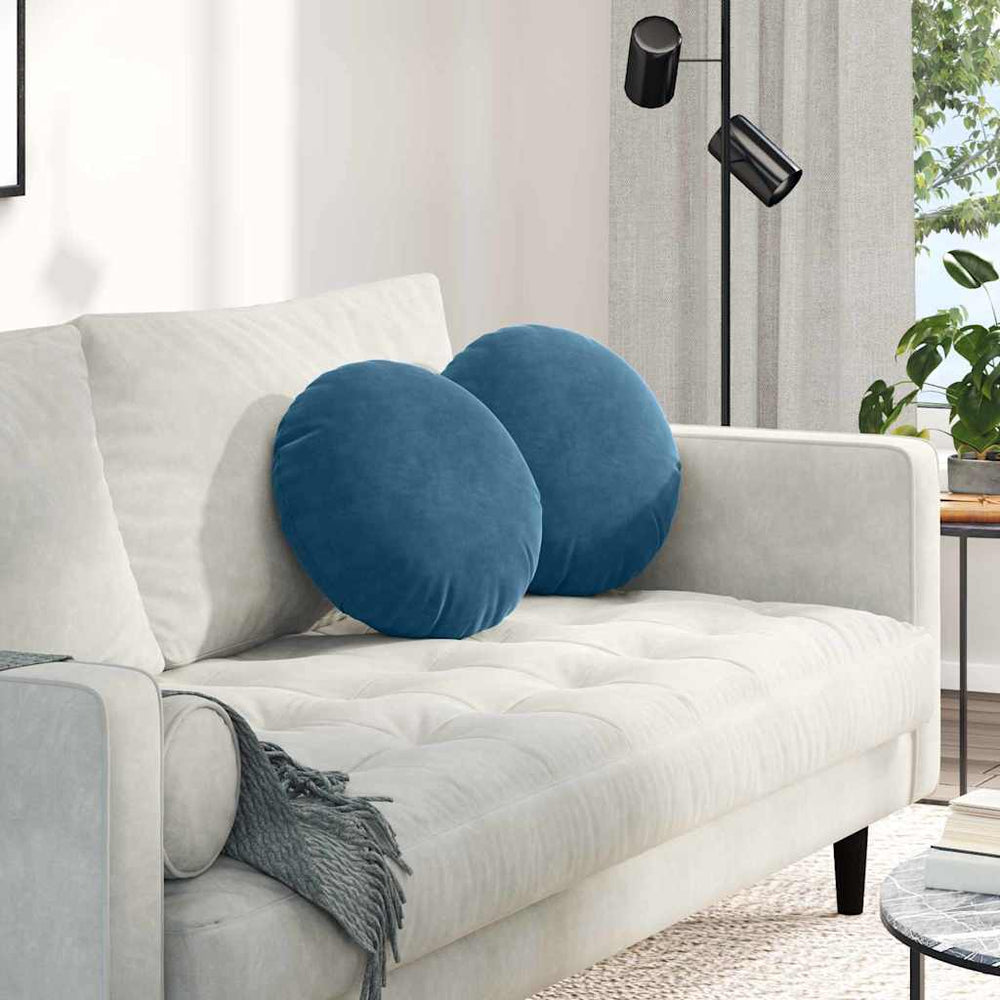 Samt Sitzkissen Blau 2er Set Ø 40cm