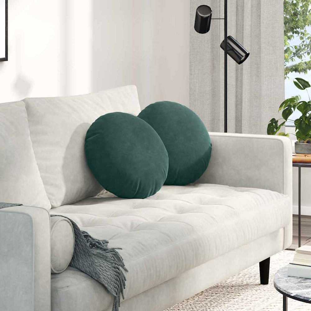 Sitzkissen 2er Set Dunkelgrün Samt Ø40cm