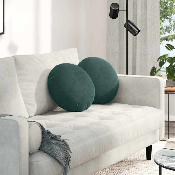 Sitzkissen 2er Set Dunkelgrün Samt Ø40cm