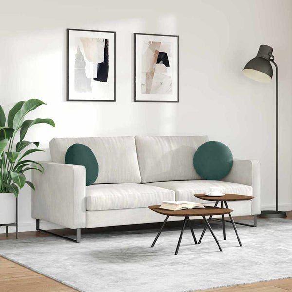 Sitzkissen 2er Set Dunkelgrün Samt Ø40cm