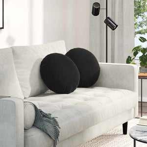 Samt Sitzkissen Schwarz 2er Set Ø40cm