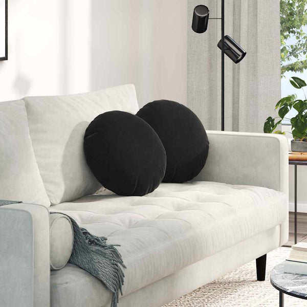 Samt Sitzkissen Schwarz 2er Set Ø40cm