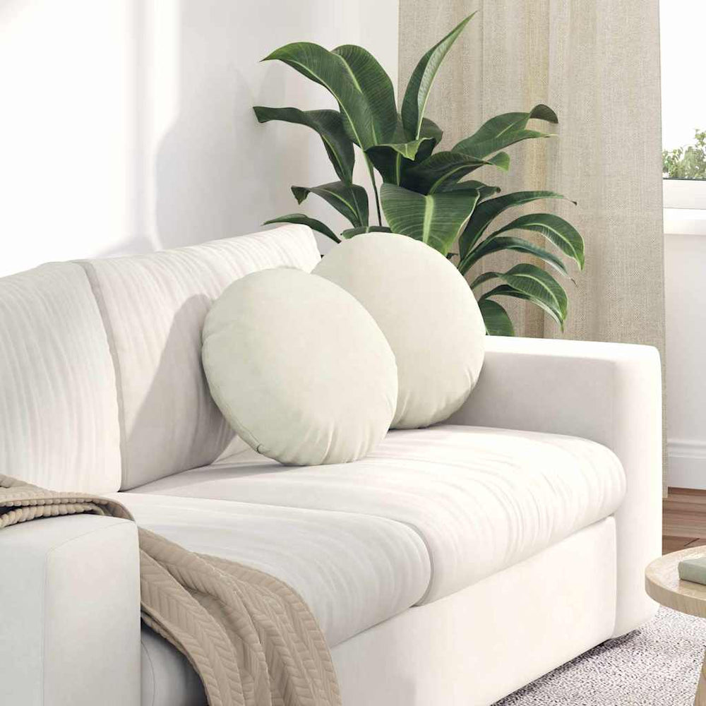 2er-Set Samt Sitzkissen Creme Ø 40cm