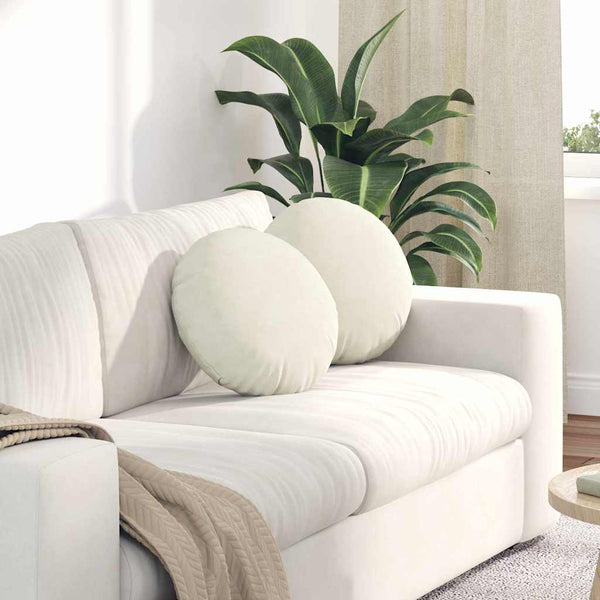 2er-Set Samt Sitzkissen Creme Ø 40cm