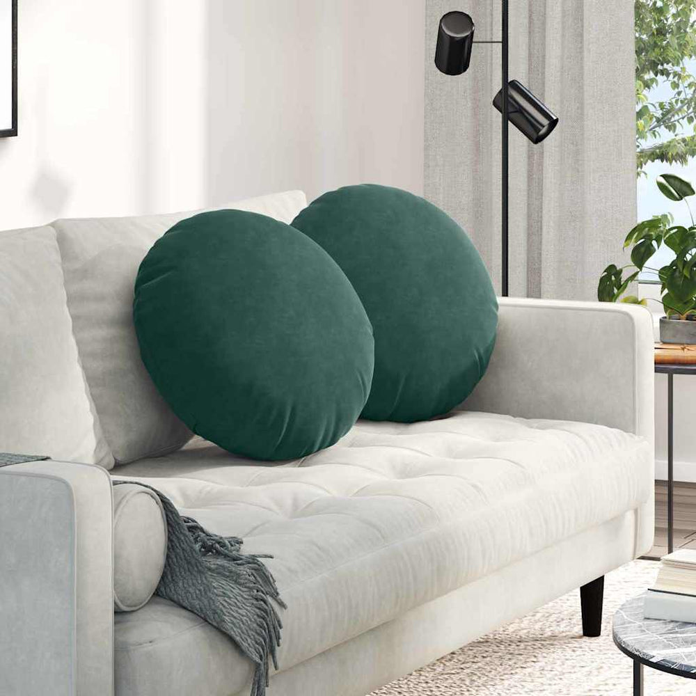 Samt Sitzkissen Dunkelgrün 2er-Set Ø50cm