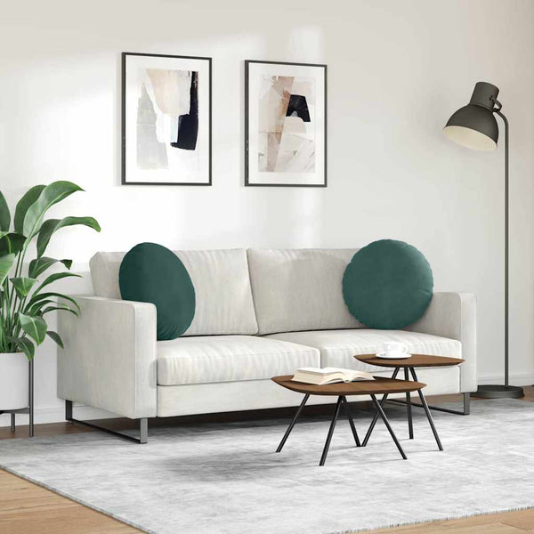 Samt Sitzkissen Dunkelgrün 2er-Set Ø50cm