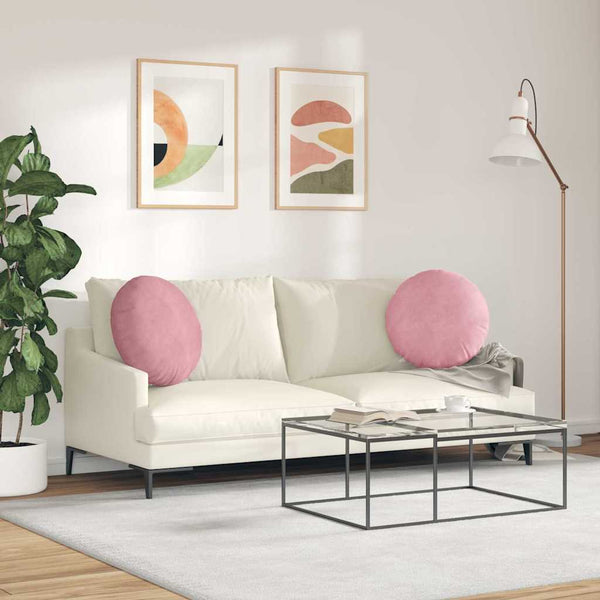 Rosa Samt Sitzkissen 2er Set Ø50cm