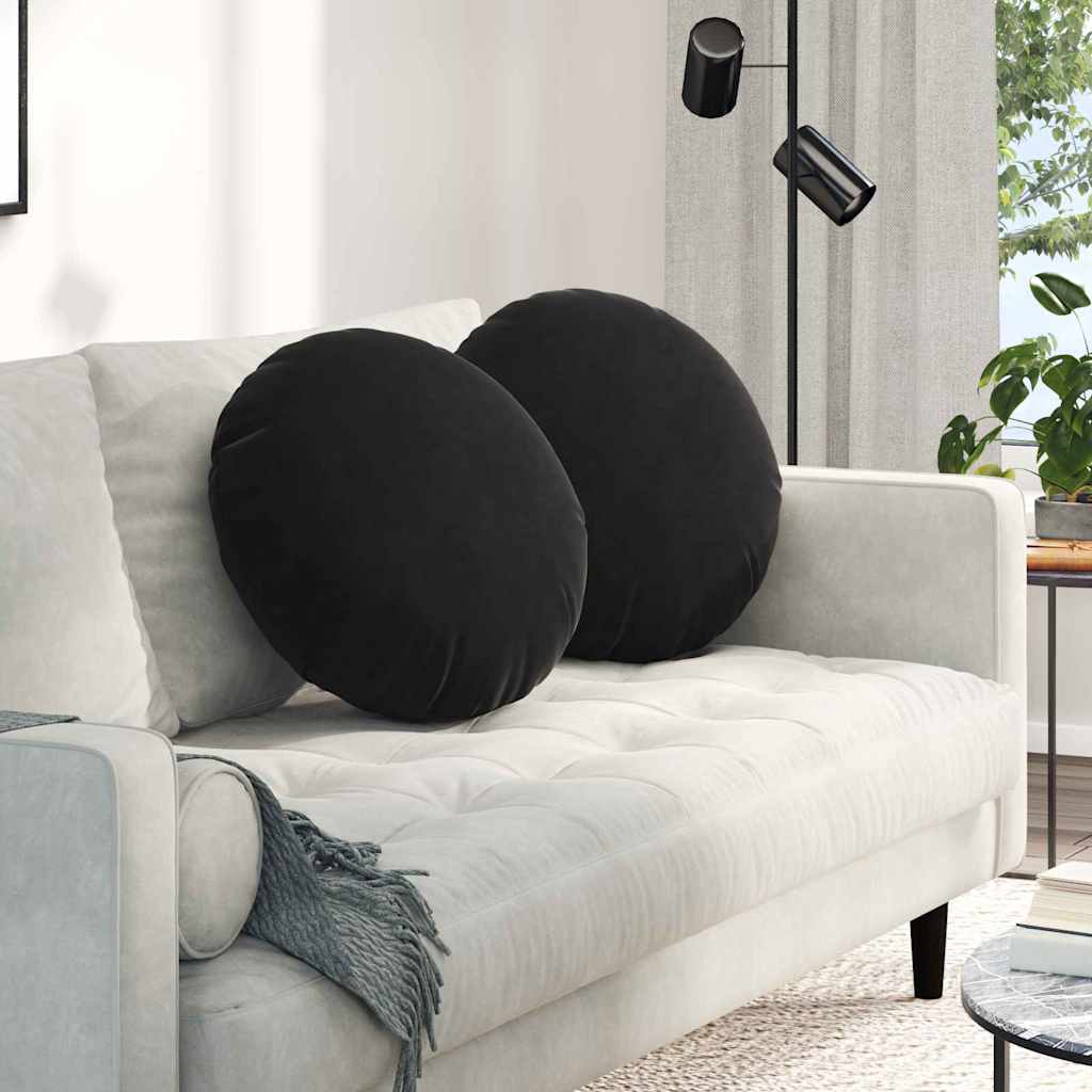 Schwarze Samt Sitzkissen, 2er Set
