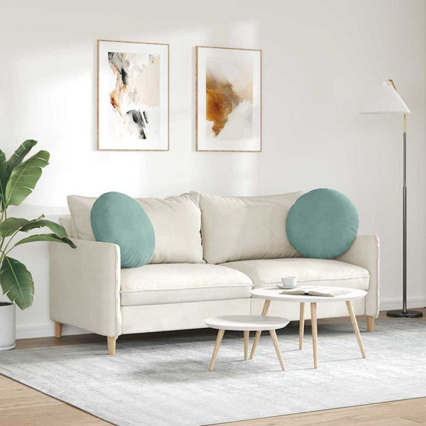 2er-Set Sitzkissen Meergrün Samt Ø50cm