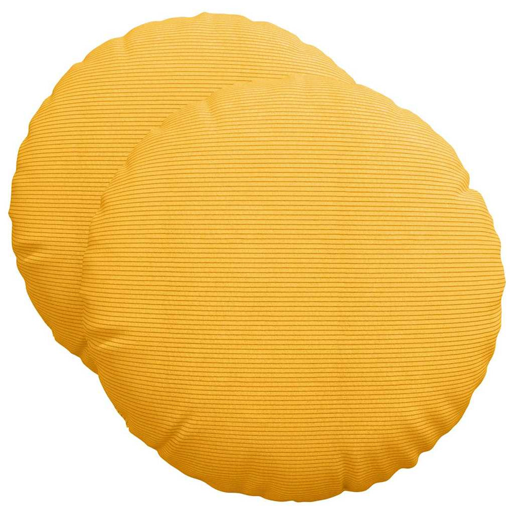 Gelbe Cord Sitzkissen, 2er Set, Ø50cm