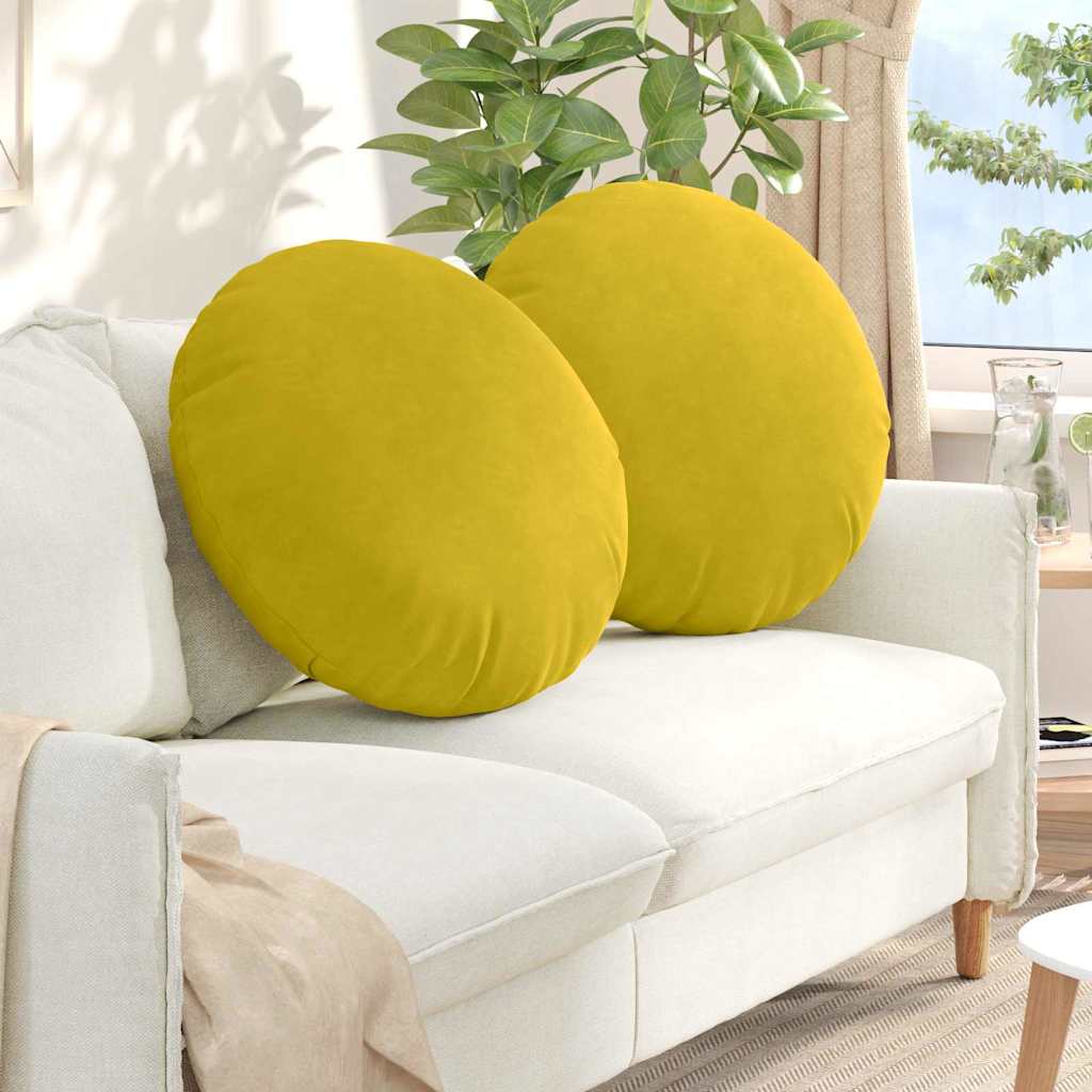 Gelbe Samt Sitzkissen Ø60cm, 2er-Set