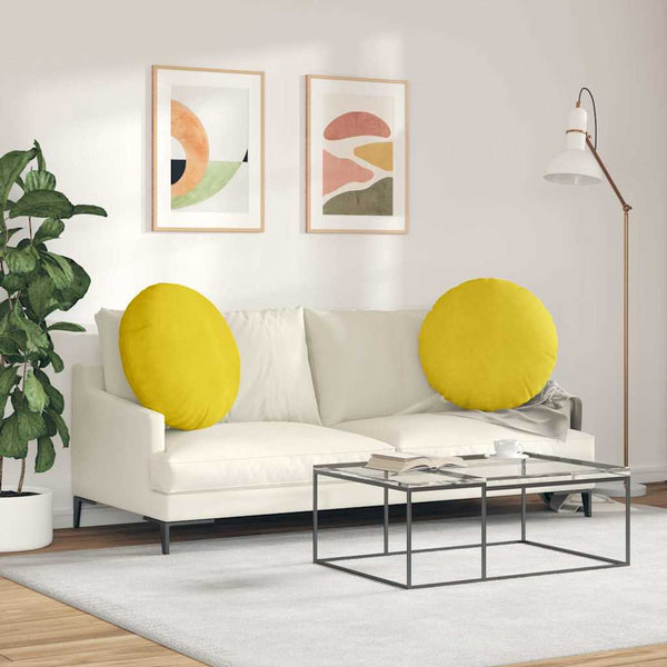 Gelbe Samt Sitzkissen Ø60cm, 2er-Set