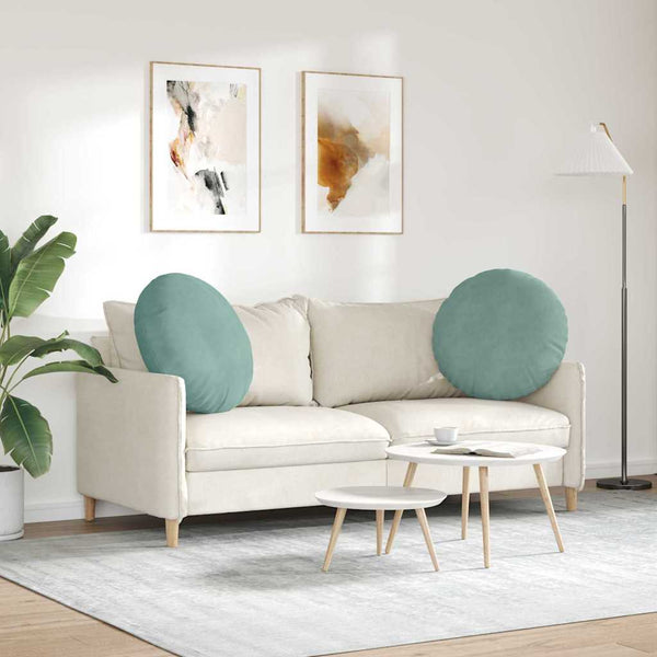 Sitzkissen 2er Set Meergrün Samt Ø60cm