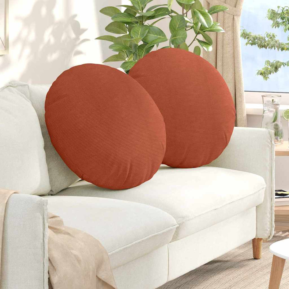 Runde Sitzkissen 2er Set Cord Rot-Orange