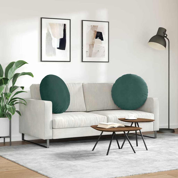 Sitzkissen 2er Set Dunkelgrün Samt Ø 80cm