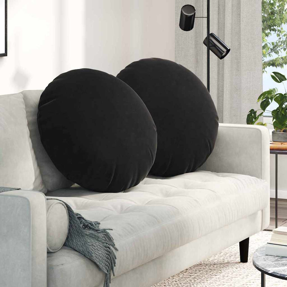 Samt Sitzkissen Schwarz 2er-Set Ø 80cm