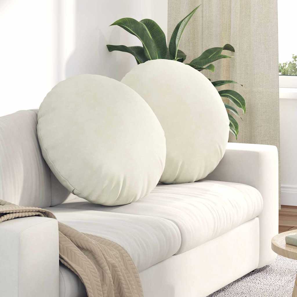 Samt Sitzkissen Creme 2er Set Ø 80cm