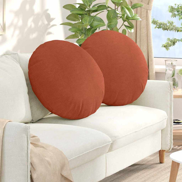 Cord Sitzkissen 2er Set Rot-Orange Ø 80cm