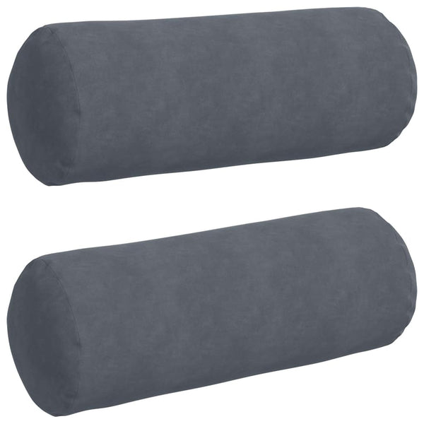 2er Set Bolsterkissen Dunkelgrau Cord Ø25x70cm