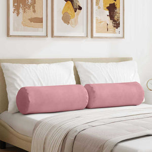 vidaXL Traversin 2 pièces rose Ø 25 x 70 cm en velours côtelé