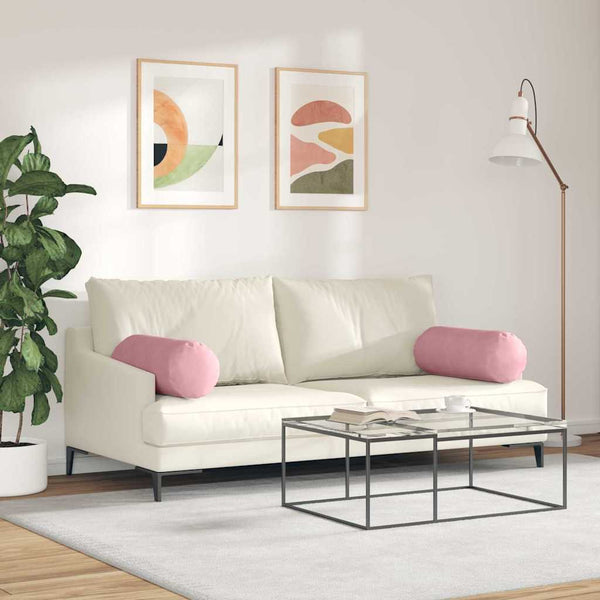 vidaXL Traversin 2 pièces rose Ø 25 x 70 cm en velours côtelé