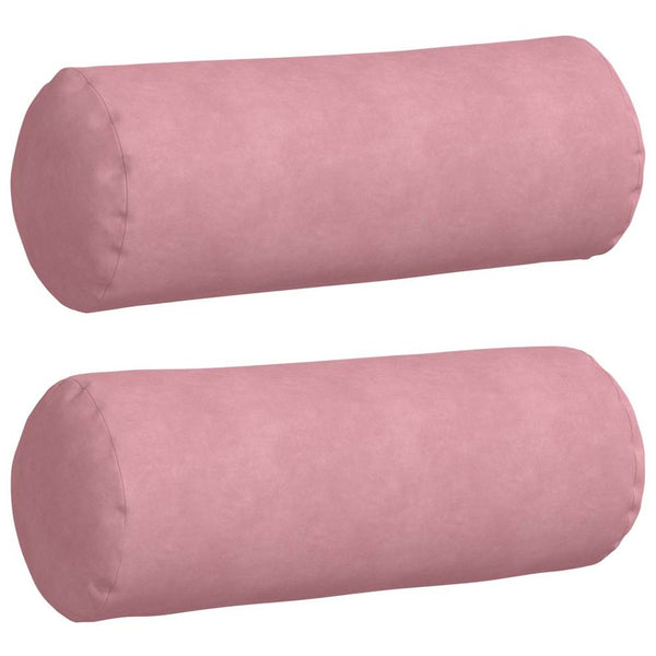 vidaXL Traversin 2 pièces rose Ø 25 x 70 cm en velours côtelé